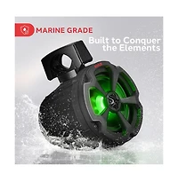 6.5'' Water-Resistant Marine / Off-Road Bt Speakers, 1200 Watt Amplified Vehicle System with Rgb Lights & Remote Control