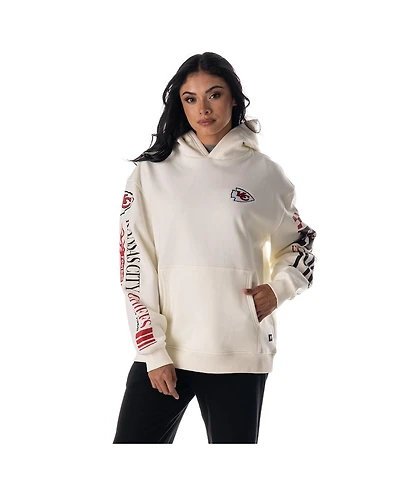 The Wild Collective Men's and Women's Cream Kansas City Chiefs Stacked Graphic Sleeve Fleece Hoodie