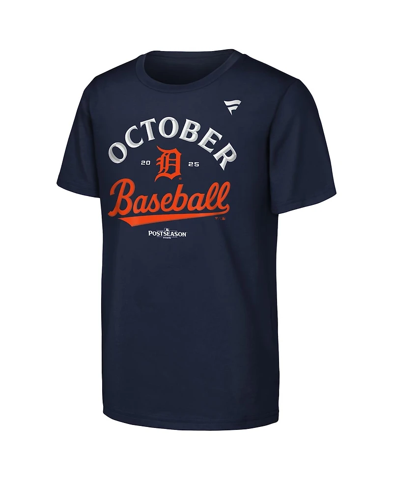 Fanatics Big Boys and Girls Navy Detroit Tigers 2025 Mlb Postseason Locker Room T-Shirt