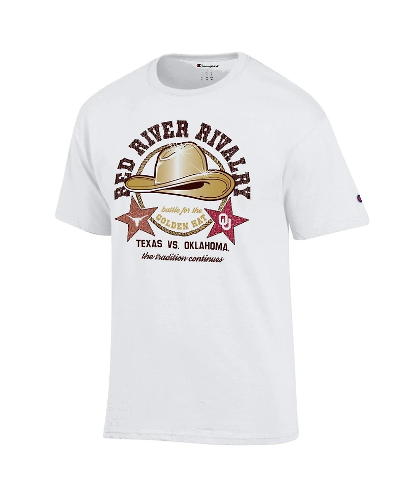 Champion Men's White Texas Longhorns vs. Oklahoma Sooners Red River Rivalry Golden Hat Match Up T-Shirt