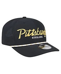 New Era Men's Black Pittsburgh Steelers Script 9SEVENTY Adjustable Hat