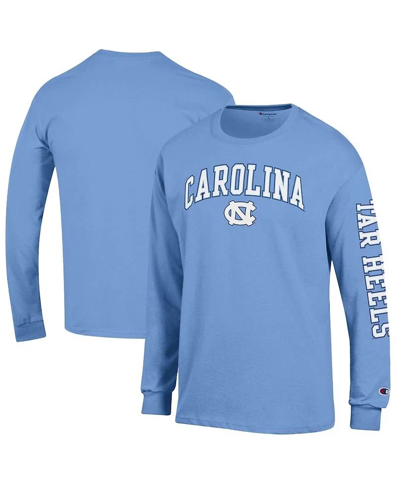 Champion Men's Carolina Blue North Tar Heels Arch Over Logo 2-Hit Long Sleeve T-Shirt