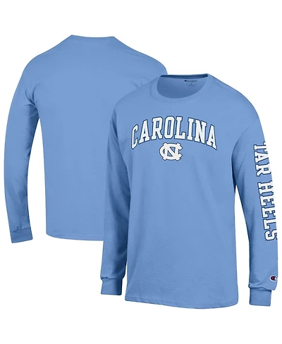 Champion Men's Carolina Blue North Tar Heels Arch Over Logo 2-Hit Long Sleeve T-Shirt
