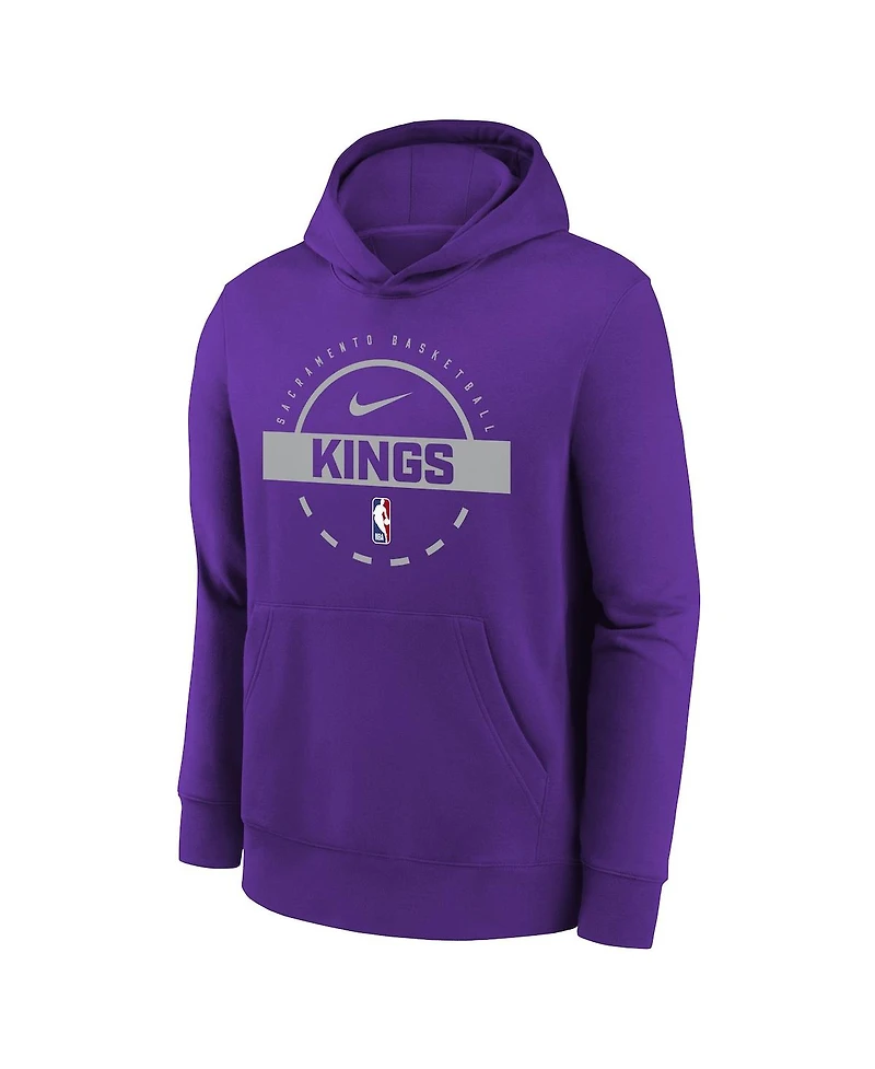Nike Big Boys and Girls Purple Sacramento Kings 2025/26 Club Fleece Practice Hoodie