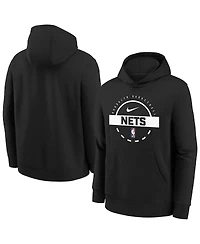 Nike Big Boys and Girls Black Brooklyn Nets 2025/26 Club Fleece Practice Hoodie