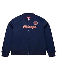 Mitchell & Ness Women's Navy Chicago Bears Full-Snap Satin Jacket