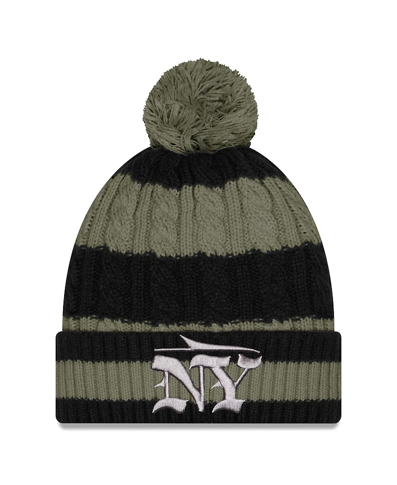 New Era Women's Gotham Green New York Jets 2025 Rivalries Collection Braided Cuffed Pom with Knit Hat