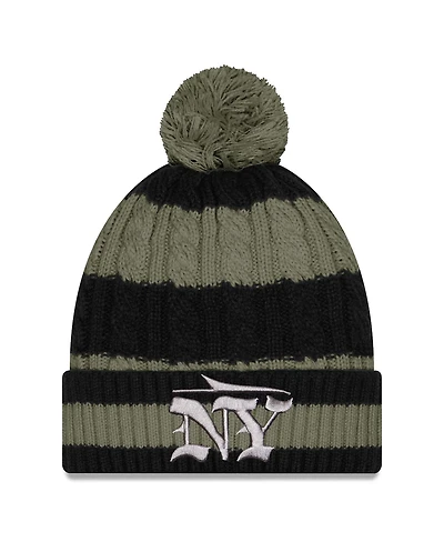 New Era Women's Gotham Green New York Jets 2025 Rivalries Collection Braided Cuffed Pom with Knit Hat