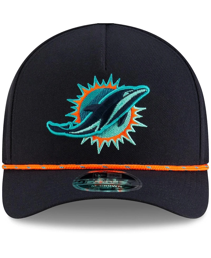 New Era Men's Pitch Blue Miami Dolphins 2025 Rivalries Collection Sideline A-Frame 9FORTY Adjustable Hat