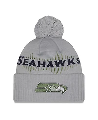 New Era Men's Wolf Gray Seattle Seahawks 2025 Rivalries Collection Sideline Cuffed Pom with Knit Hat
