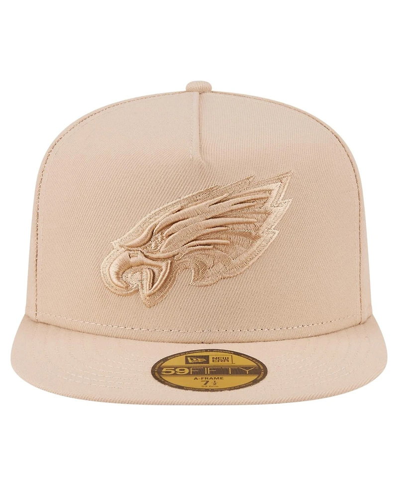 New Era Men's Light Beige Philadelphia Eagles Color Pack A-Frame 59FIFTY Fitted Hat