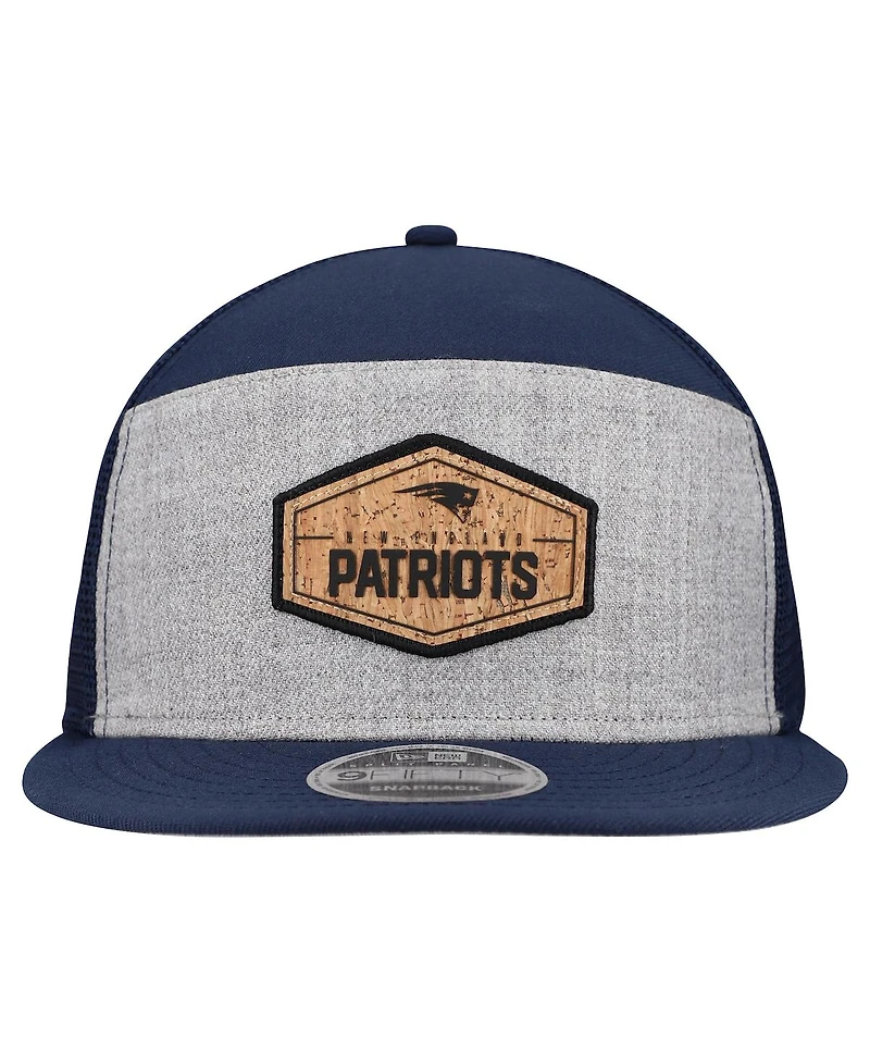 New Era Men's Gray/Navy New England Patriots Cork Split Panel 9FIFTY Trucker Snapback Hat