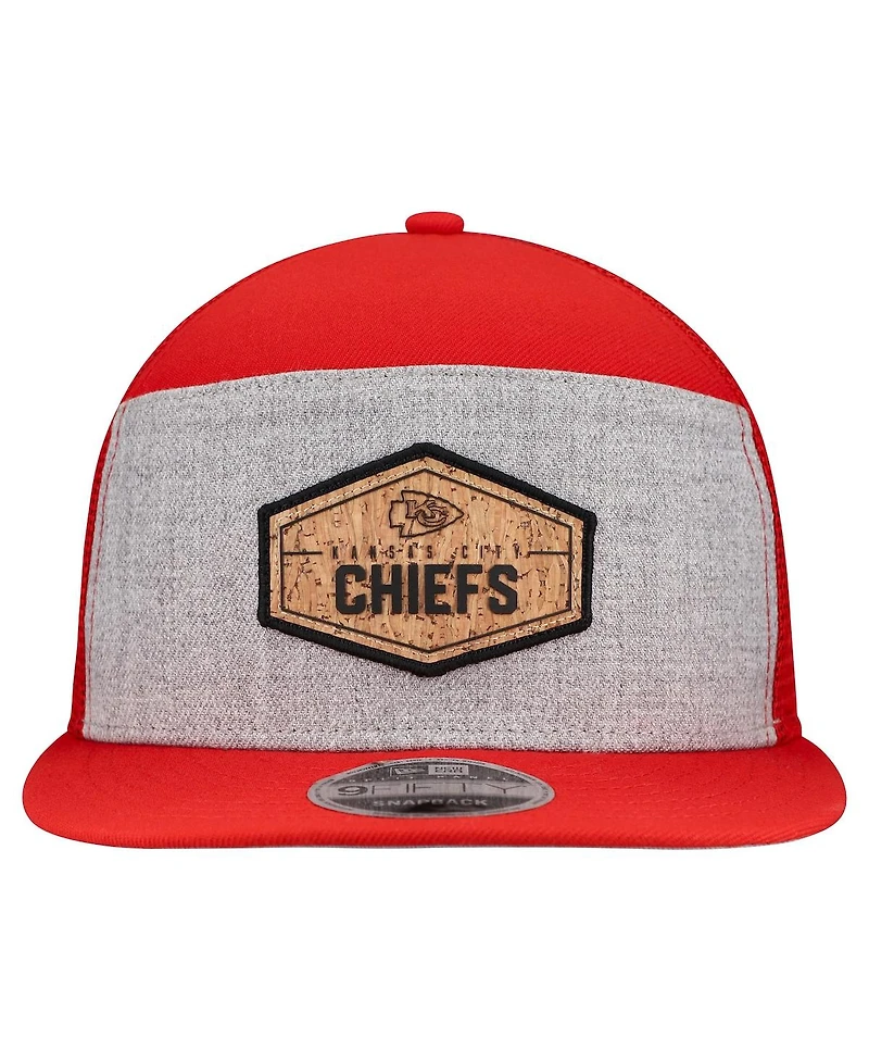 New Era Men's Gray/Red Kansas City Chiefs Cork Split Panel 9FIFTY Trucker Snapback Hat