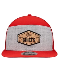 New Era Men's Gray/Red Kansas City Chiefs Cork Split Panel 9FIFTY Trucker Snapback Hat