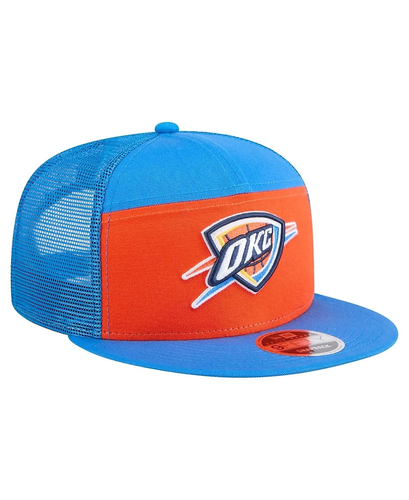 New Era Men's Orange/Blue Oklahoma City Thunder Outdoor Split Panel 9FIFTY Snapback Hat