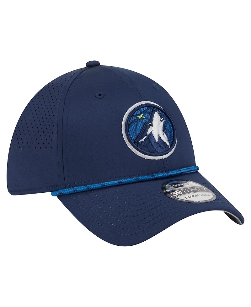 New Era Men's Navy Minnesota Timberwolves Featherweight Poly Rope Flex 39Thirty Hat