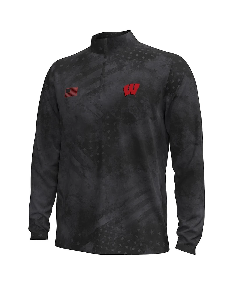 Under Armour Men's Black Wisconsin Badgers Freedom Collection ArmorFuse Half-Zip Sweatshirt