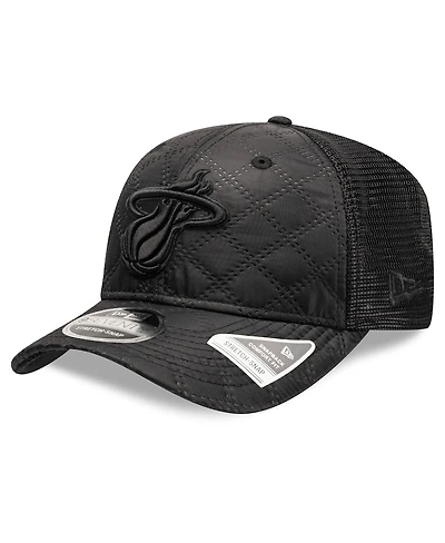 New Era Men's Black Miami Heat Quilted 9SEVENTY Trucker Adjustable Hat