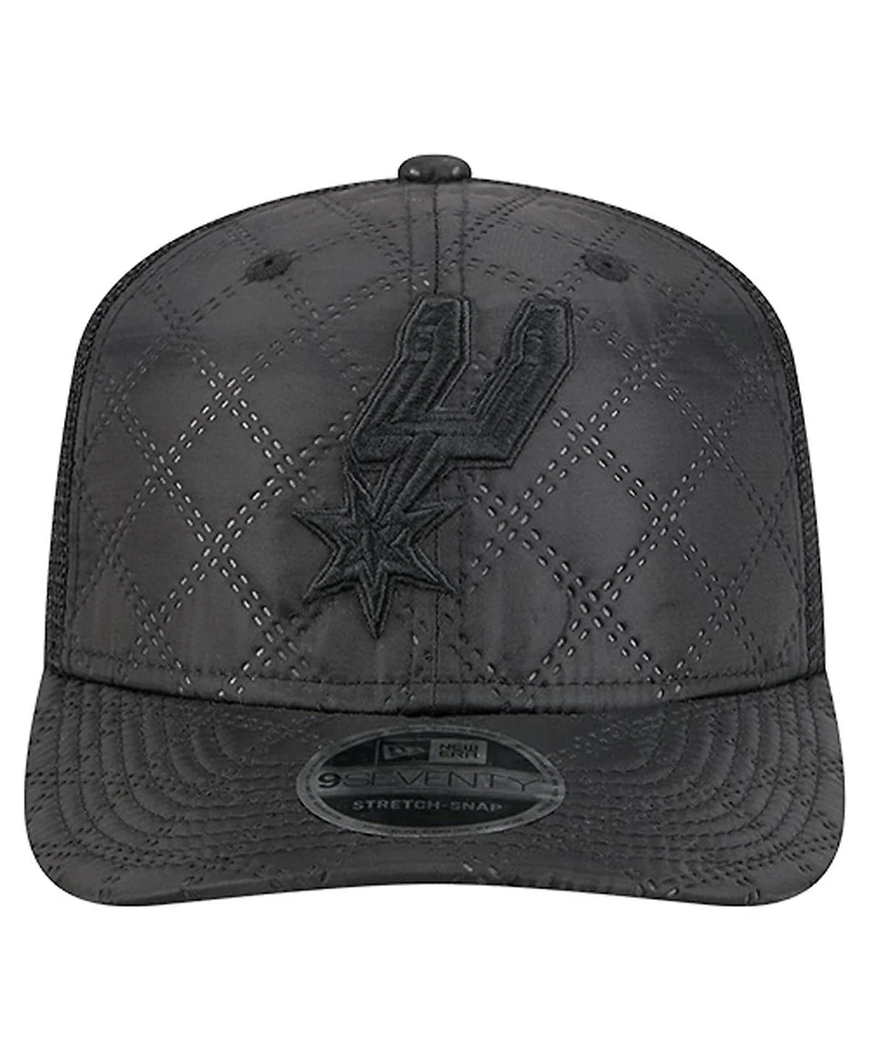 New Era Men's Black San Antonio Spurs Quilted 9SEVENTY Trucker Adjustable Hat