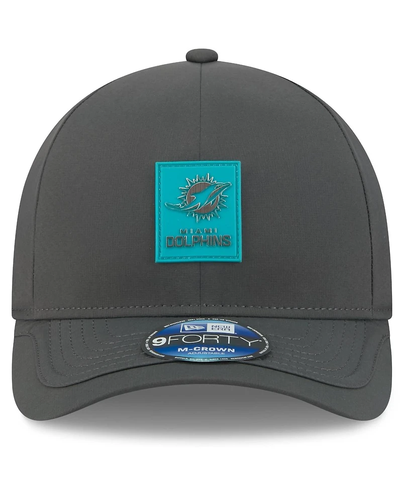 New Era Men's Charcoal Miami Dolphins 2025 Sideline Cold Weather 9FORTY M-Crown Adjustable Hat