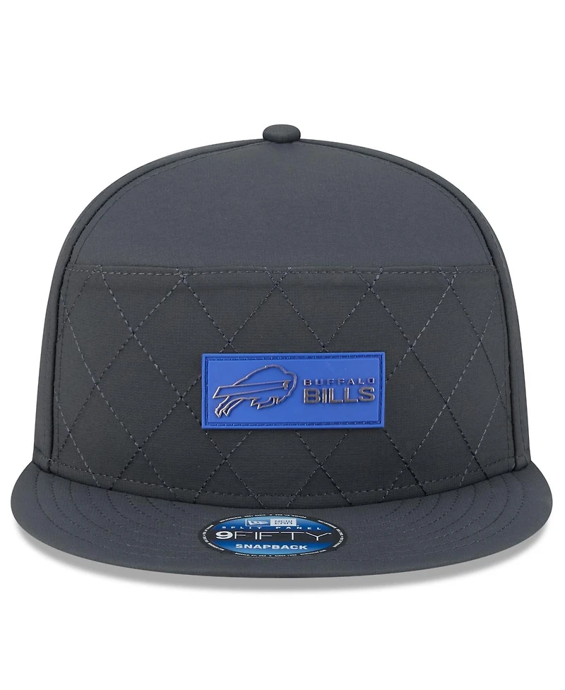 New Era Men's Charcoal Buffalo Bills 2025 Sideline Cold Weather Split Panel 9FIFTY Snapback Hat