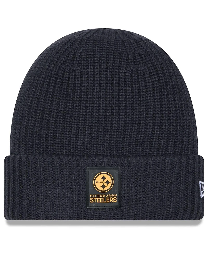 New Era Men's Charcoal Pittsburgh Steelers 2025 Sideline Cold Weather Cuffed Knit Hat