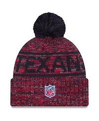 New Era Men's Red Houston Texans 2025 Sideline Cold Weather Cuffed Pom with Knit Hat