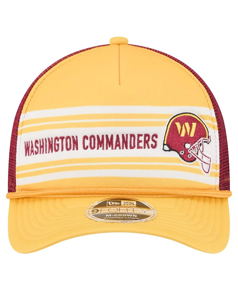 New Era Men's Gold Washington Commanders Linear A-Frame 9FORTY Adjustable Hat