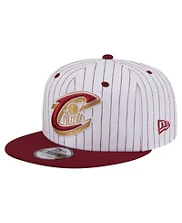 New Era Men's White Cleveland Cavaliers Deceptor Pinstripe 9FIFTY Snapback Hat