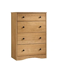 Airsurfer 4 Drawer Chest Brown Finish Modern Wood Dresser Storage Cabinet for Bedroom Living Room or Entryway