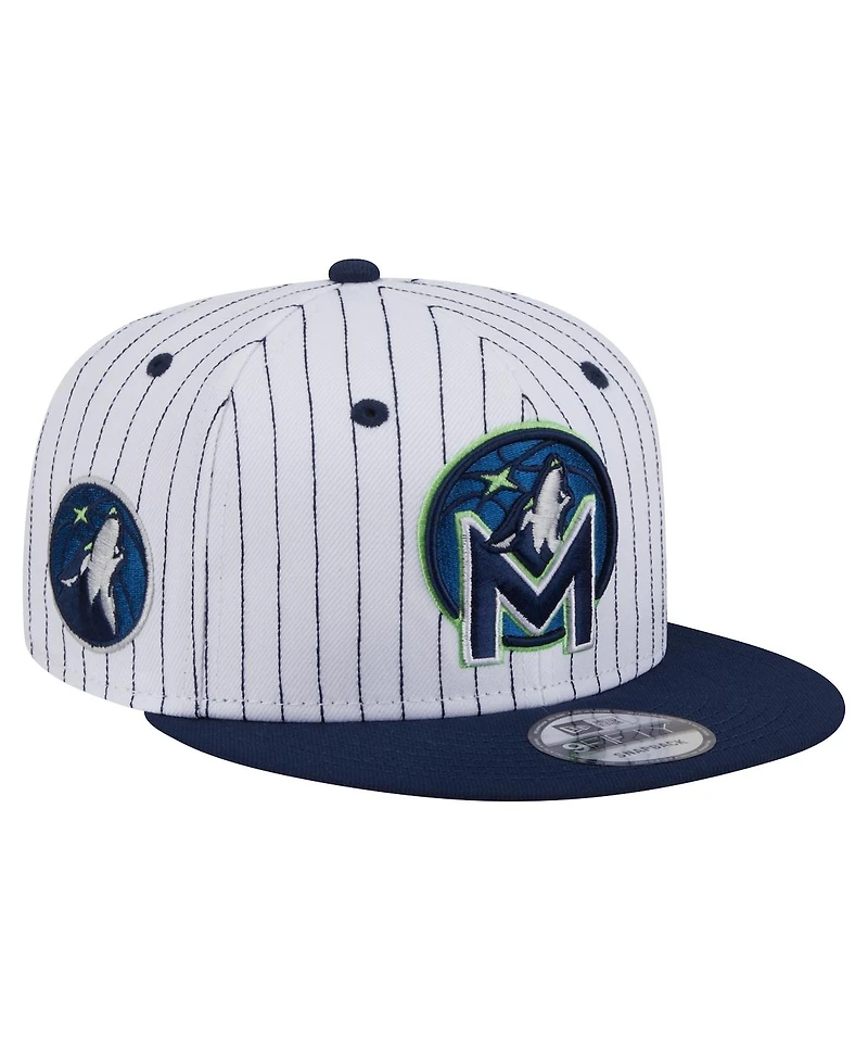 New Era Men's White Minnesota Timberwolves Deceptor Pinstripe 9FIFTY Snapback Hat