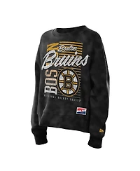 New Era Women's Black Boston Bruins Oversized Throwback Mineral Wash Sweatshirt