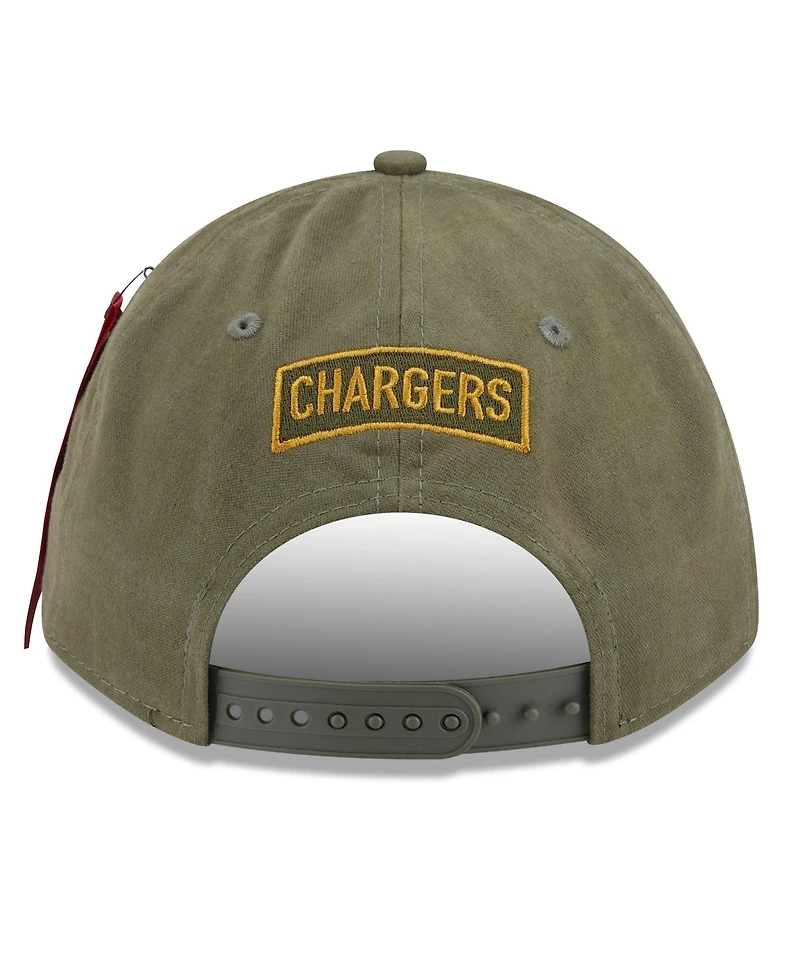 New Era x Alpha Men's Industries Olive Los Angeles Chargers A-Frame 9FORTY Adjustable Hat