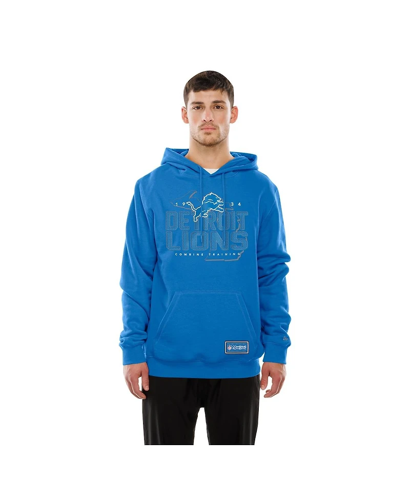New Era Men's Blue Detroit Lions Combine Authentic Local State Throwback Hoodie