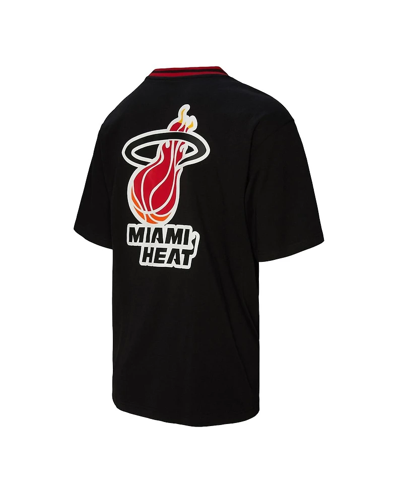 Mitchell & Ness Men's and Women's Black Miami Heat Playmaker Vintage Logo T-Shirt