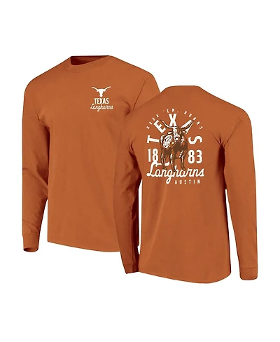 Image One Men's Texas Orange Longhorns Comfort Colors Mascot Overlay Long Sleeve T-Shirt