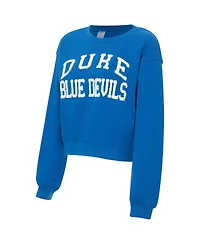 ZooZatz Women's Royal Duke Blue Devils Chenille Cropped Sweatshirt