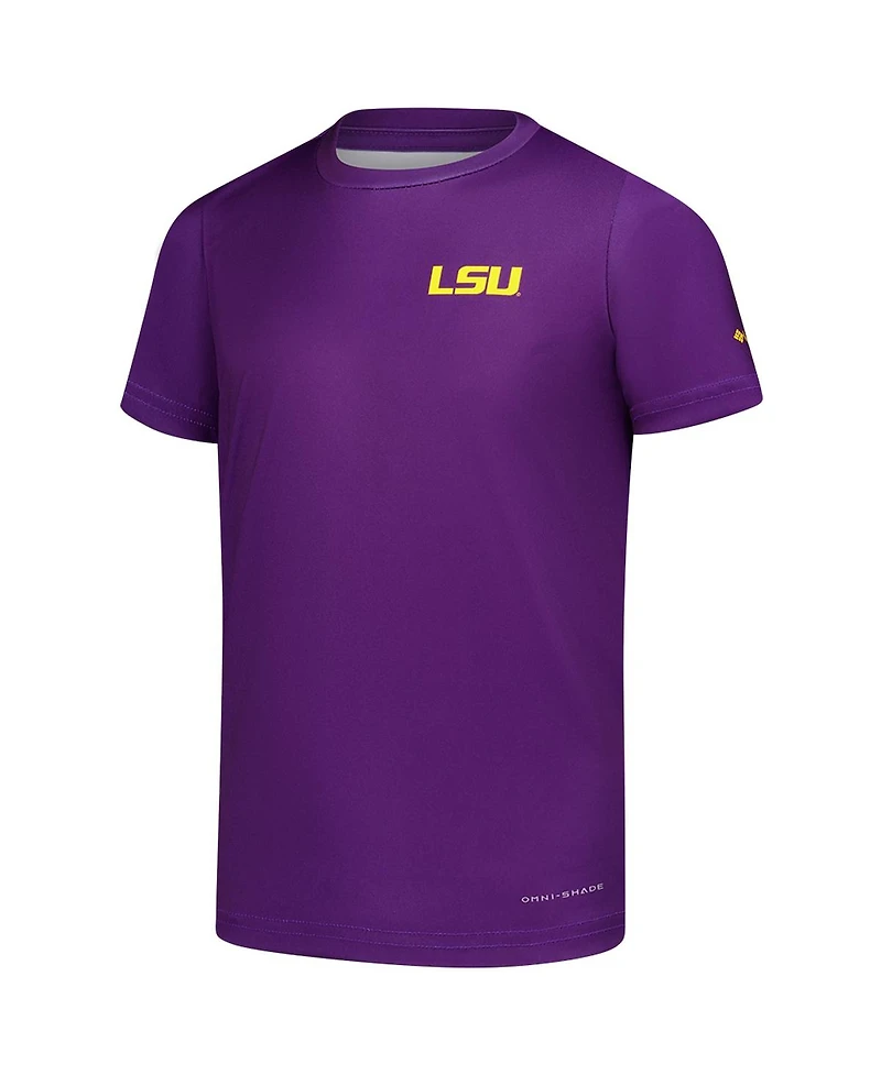 Columbia Big Boys and Girls Purple Lsu Tigers Terminal Tackle Omni-Shade T-Shirt