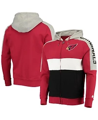Starter Men's Cardinal/Black Arizona Cardinals Playoffs Color Block Full-Zip Hoodie