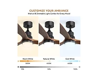 60-inch Modern Minimalist Style Black 3-Blade Ceiling Fan with Led Light and Remote Control