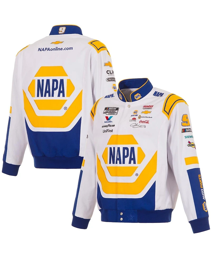 Jh Design Men's White/Royal Chase Elliott Napa Full-Snap Twill Uniform Jacket