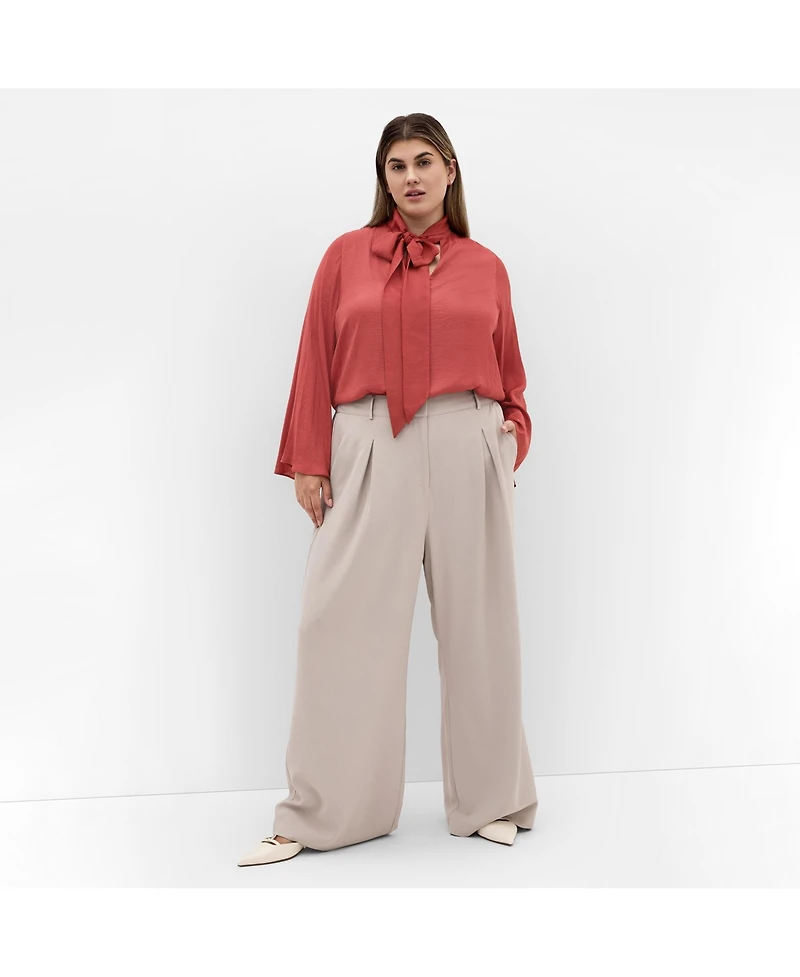 City Chic Plus Mahalia Neck Tie Top