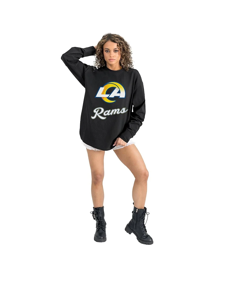 Gameday Couture Women's Black Los Angeles Rams Oversized Long Sleeve T-Shirt