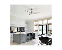 56-inch Modern Golden 3 Solid Wood Blade Tri Color Dimming Ceiling Fan with Six Speed Remote Control and Forward Reverse Function for Indoor