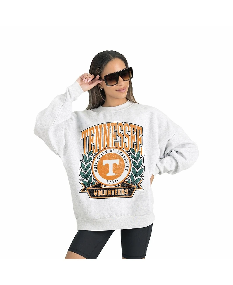 Gameday Couture Women's Gray Tennessee Volunteers Premium Fleece Drop Shoulder Oversized Pullover Sweatshirt