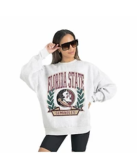 Gameday Couture Women's Gray Florida State Seminoles Premium Fleece Drop Shoulder Oversized Pullover Sweatshirt