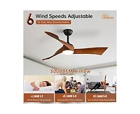 52-inch Modern 3 Blades Ceiling Fan Light with Remote Control Support Six Speed Ajustable