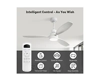 Sofucor 52-inch Simple and Grand Style White 3-Blade Ceiling Fan with Remote Control and Light Source