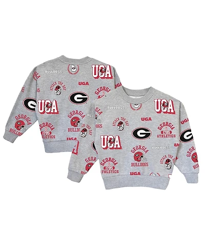 Gameday Couture Big Girls Gray Georgia Bulldogs Always On Repeat Pullover Sweatshirt