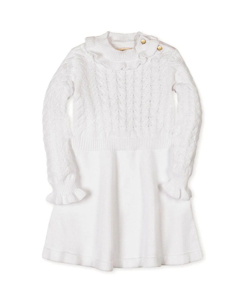 Hope & Henry Little and Big Girls' Organic Chunky Ruffle Edge Sweater Dress